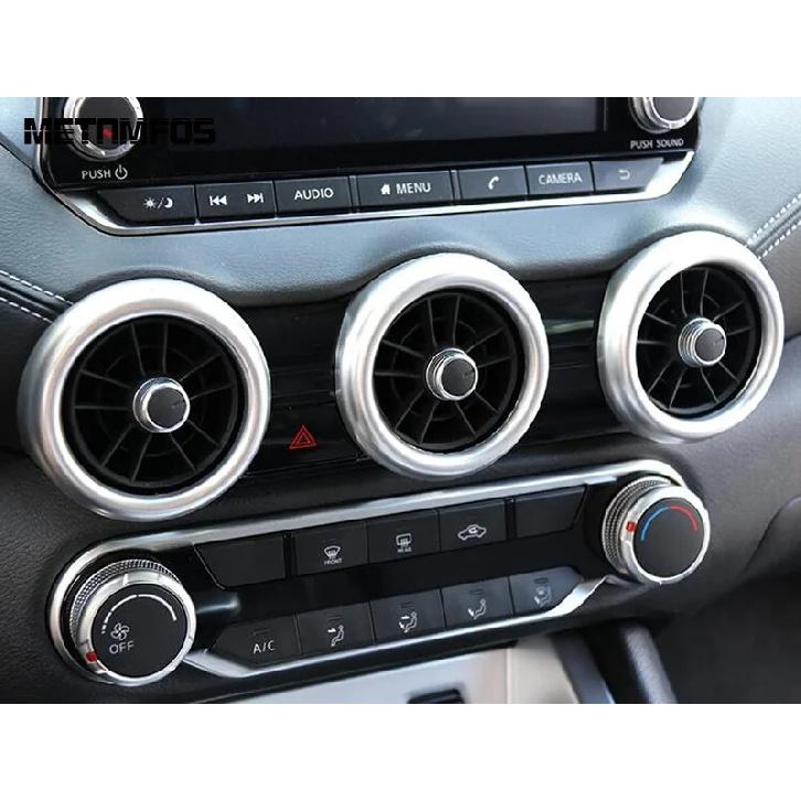 For Nissan Sentra Sylphy -2024 2025 Carbon Fiber Center Console Air Condition Vent Outlet Ring Cover Trim Car Accessories