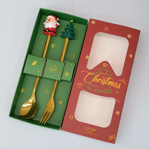 2/4/6 Stück Weihnachts-Gabel- und Löffel-Set, Edelstahl Kreatives Geschirr, Kaffee Tee Dessertgabeln und -löffel Geschenkset