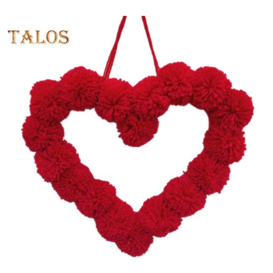 

Венок ко Дню святого Валентина, плюшевое помпоновое сердечко, украшение для входной двери, романтическое пушистое любовное сердечко, украшение для свадебного домашнего декора A