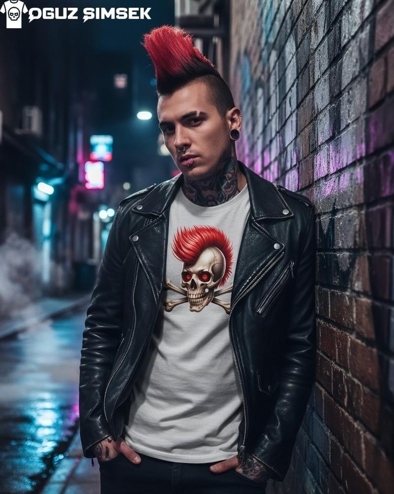 

Unisex Punk Skull Short-Sleeve T-Shirt - Edgy Graphic Tee for Rebels 2XL
