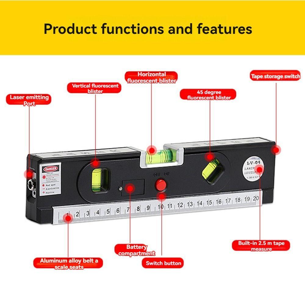 High Precision Right Angle Spirit Level Adjustable Cross Line Lasers Measuring Instrument