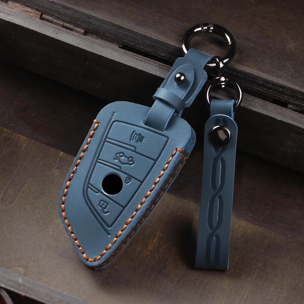 Leather Car Key Case Cover For Bmw X1 X3 X4 X5 F15 X6 F16 G30 7 Series G11 F48 F39 520 525 F30 118I 218I 320I Car Bag