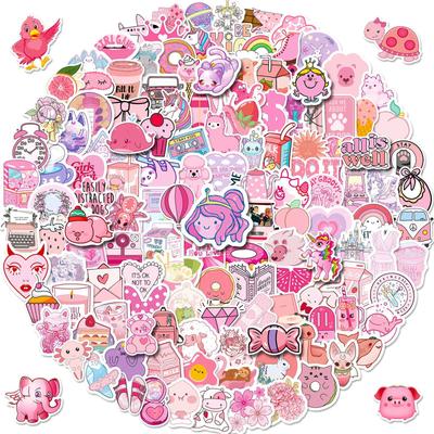 200 Różowych Naklejek Mix And Match, Kreskówkowe Urocze Różowe Świeże Naklejki