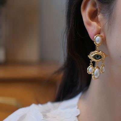Plisované oči, perlový styl, náušnice s třásněmi, náušnice v retro dvorském stylu, luxusní high-endové náušnice, dámské
