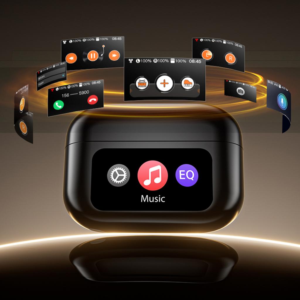 Open Ear Clip Wireless Earbuds BT 6.0 Sports Earphones Intelligent Touch Color Screen Fitness Headphones for Sports and Fitness