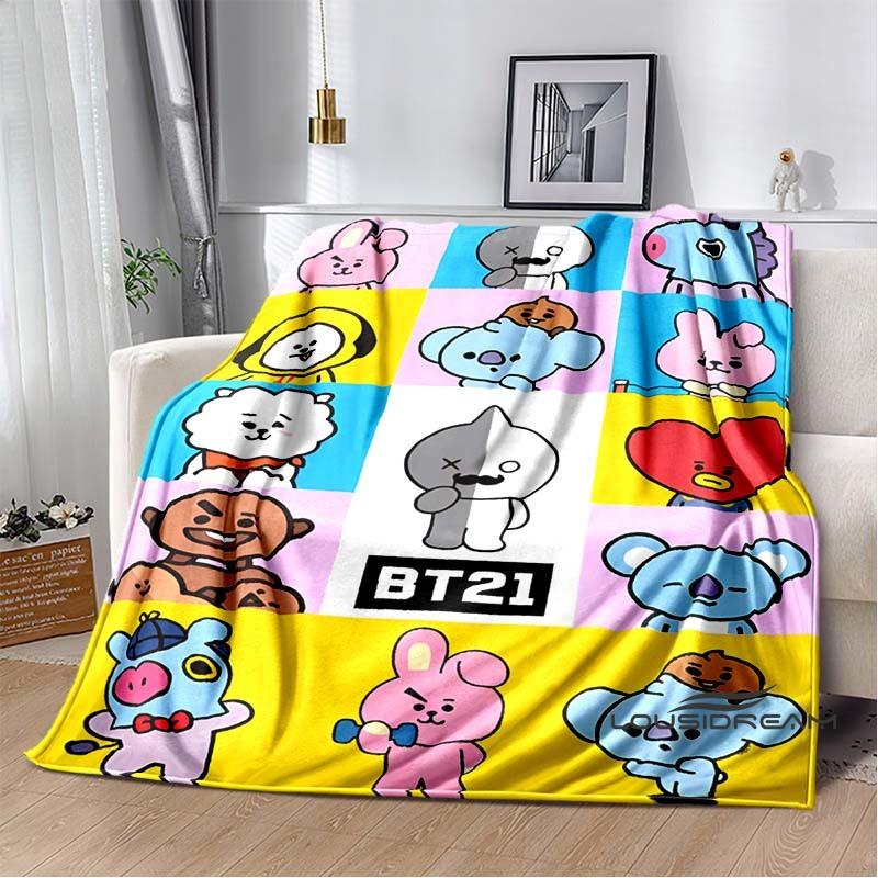 2026 Nuova Collezione Cartoni Animati Anime BT21 Adorabile Coperta Ultra Morbida per Bambini Coperta da Divano Perfetta per Viaggi Divani Picnic
