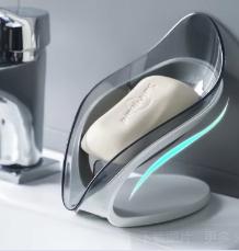 2024 Creative Leaf Shaped Soap Box Dish ABS Material Bathroom No Hole Drain Soap Tray Holder with Leaf Soap Rack серый
