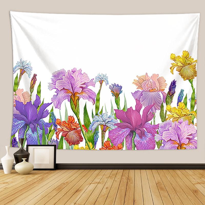 Moon Phase Wildflower Tapestry Wall Hanging Bohemian Plant Bedroom Living Room Home Decor Polyester Fabric 100X70CM
