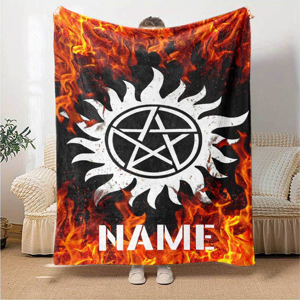 Warner (17) Customize Text Blanket Cozy Personalized Blanket Soft Warm Cozy Versatile for Living Room Office Couch Seaside Ideal for All Seasons