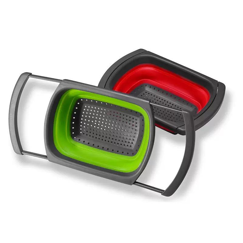 Dual-Use Folding Cutting Board & Telescopic Draining Basket for Vegetables and Fruit Washing