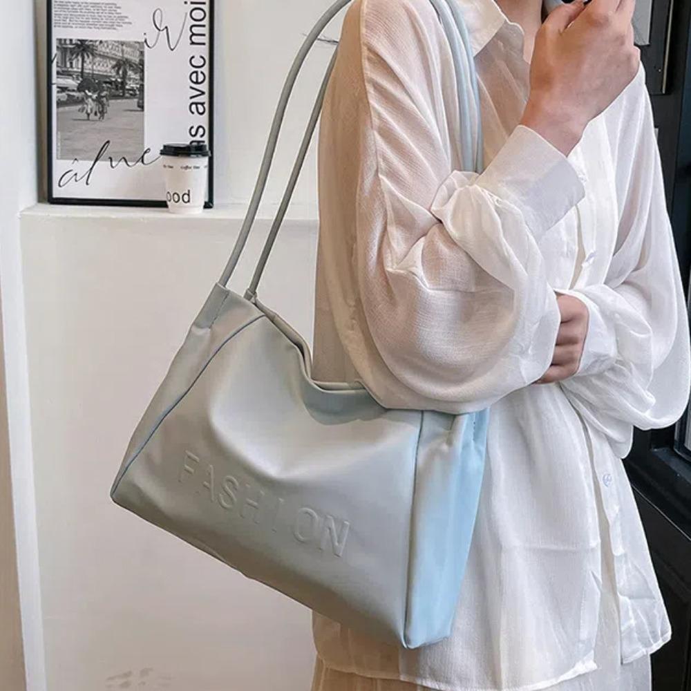 

Large Capacity Letter Embossing Bag Solid Color Texture Underarm Bag PU Shoulder Bag Shopping