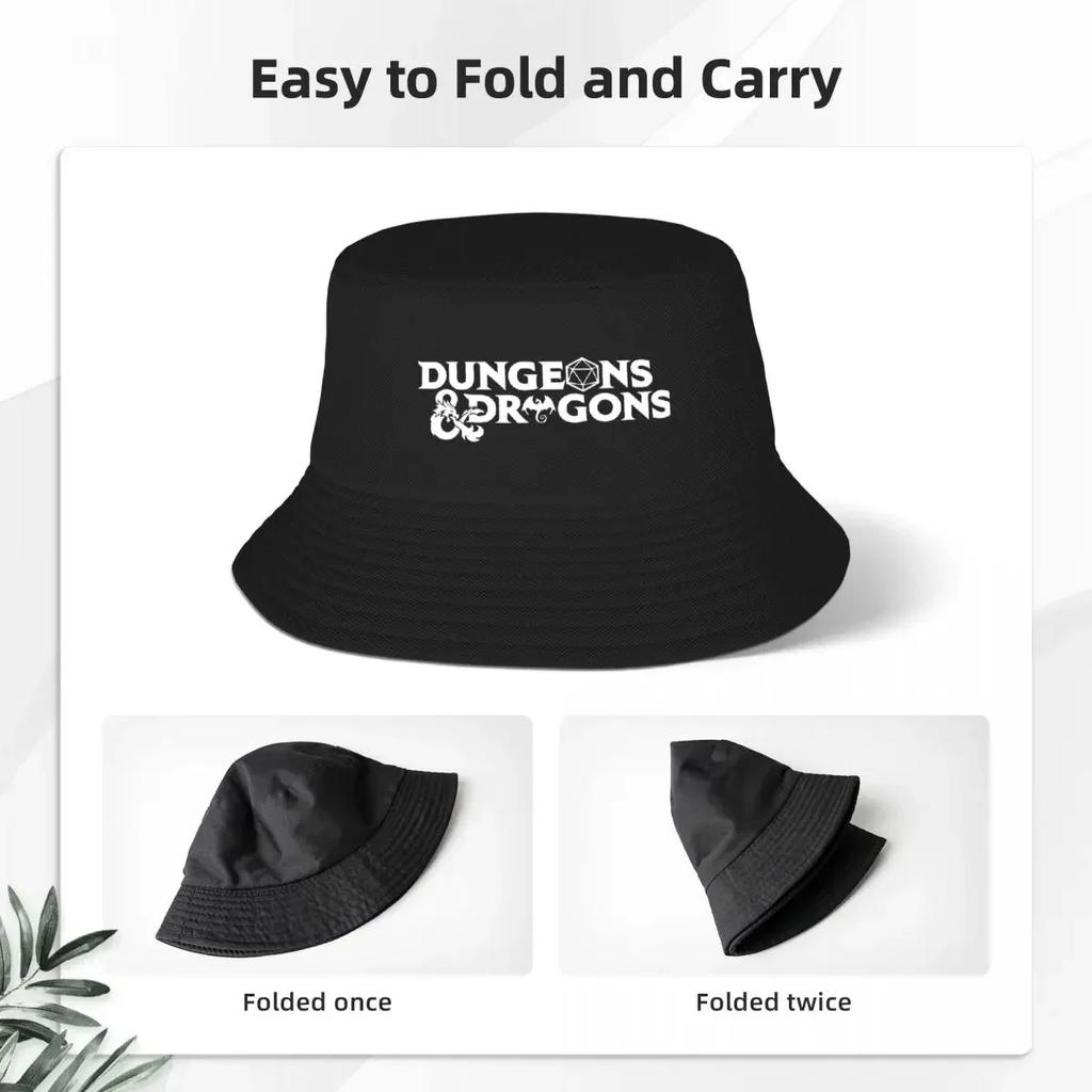 Dungeon And Dragon Game Fans Bucket Hats Gift For Girl Harajuku Vocation Caps Travel Lightweight