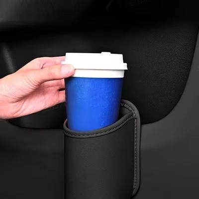 Black Car Door Cup Holder Leather Automotive Drink Rack Storage Bin Auto Back Seat Cup Holder Phone Organizer Car Interior