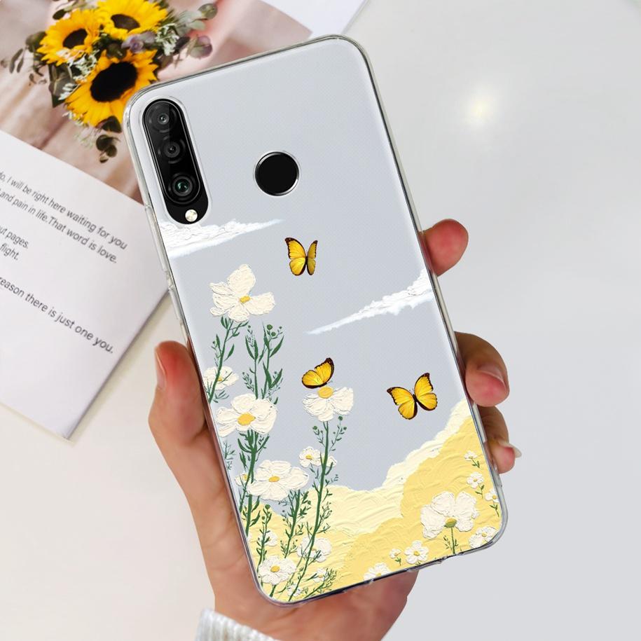 For Huawei P30 Lite Case 2020 Fashion Flower Bumper Soft Silicone Clear Cover For Huawei P30 Lite Pro Fundas P 30 P30Lite Hoesje