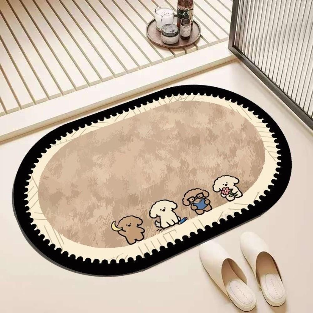 Cartoon Animal Bathroom Mat Anti Slip Door Mat Stain-resistant Puppy Absorbent Mat  Wet Areas