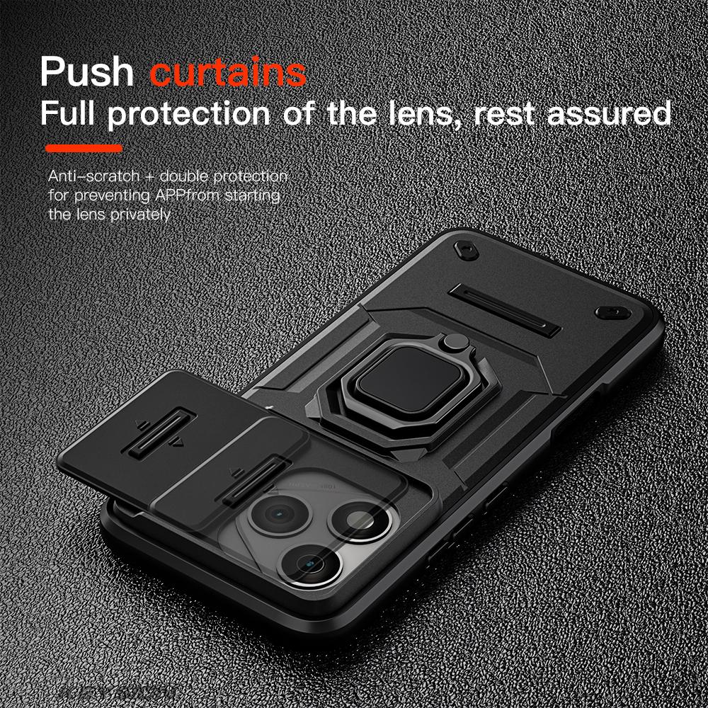 KEYSION Shockproof Armor Case for HONOR 400 Lite 5G Slide Camera Lens Protection Ring Phone Cover for Huawei Honor 400 Lite 5G