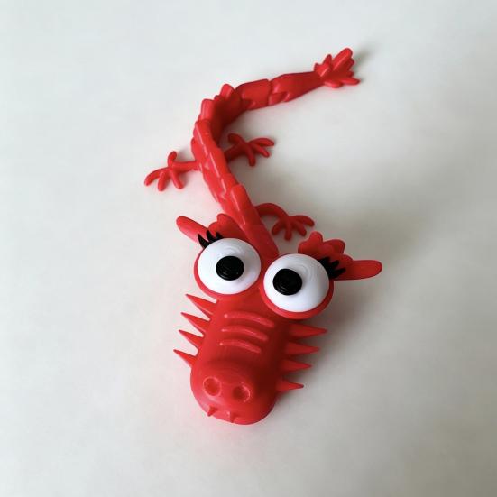 3D-gedruckte Cartoon-Drachenfigur, Drachen-Ornament mit großen Augen und beweglichen Gelenken, Drachen-Fidget-Spielzeug zur Stressbewältigung für Zuhause und Büro