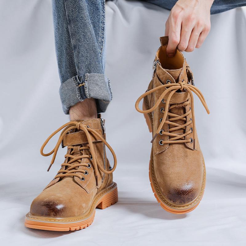 

Новые весенние и осенние мужские ботинки martin, нескользящие, износостойкие, повседневные мужские ботинки с высоким берцем