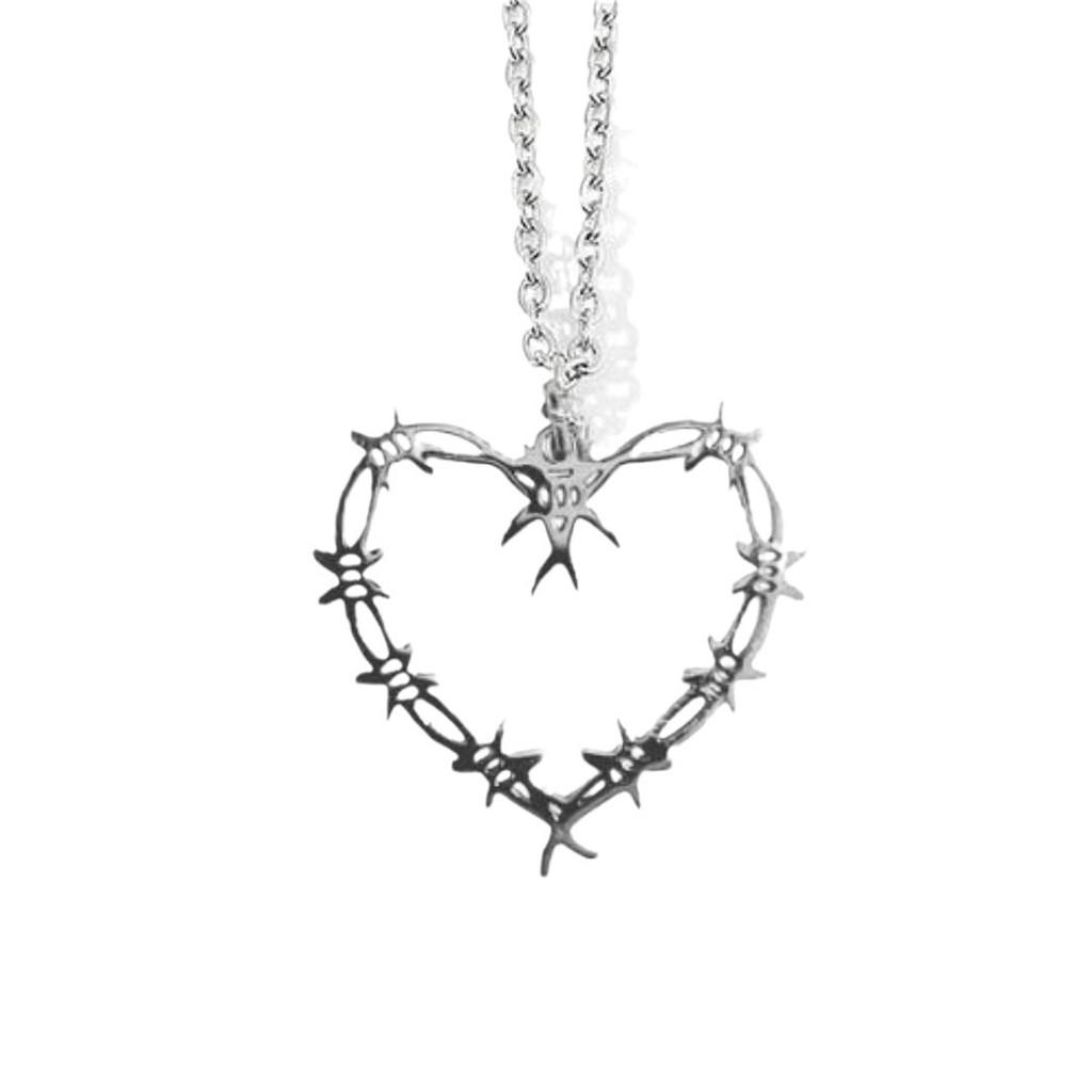 Gothic Heart Thorn Necklace With Cross Chain For Women Summer 2024