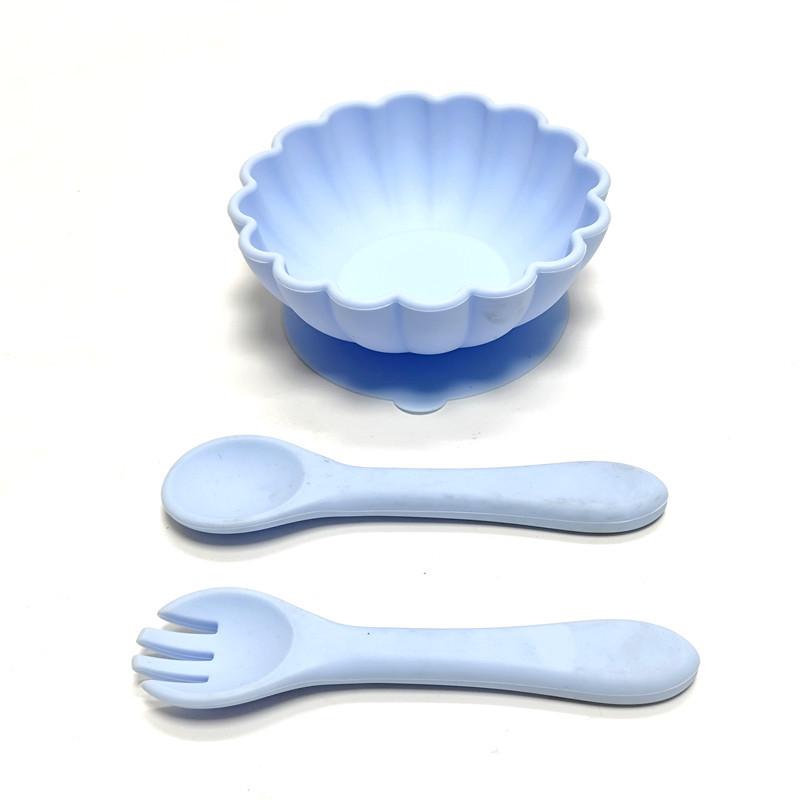 non-toxic 3pcs Silicone Children's Dinner Plate Set Suction Cup One-piece Food Silicone Dinner Plate Baby Bowl for Eating Training