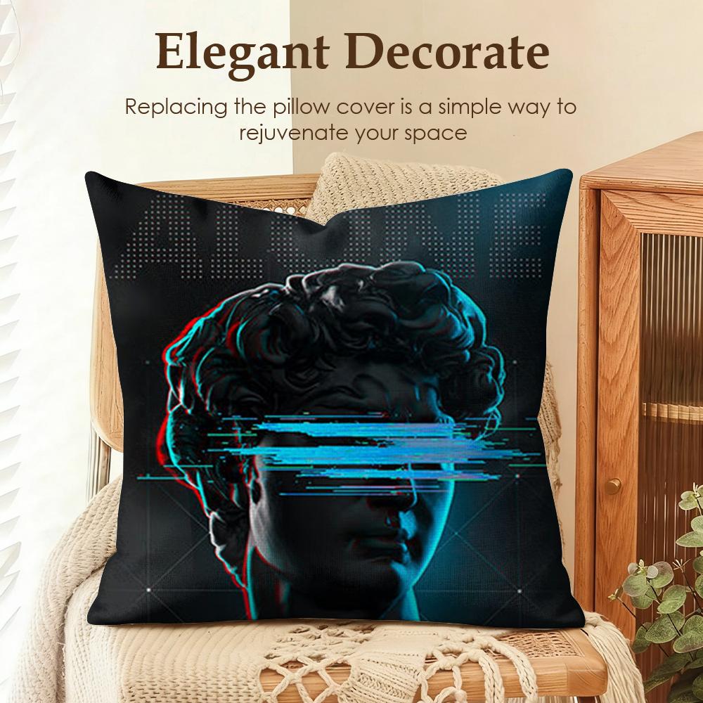 Funny Art DDavid Statue Cushion Cover Natural Linen Organic Fabric DoubleSided Printing Sofa Home Decor Gift Pillow Case