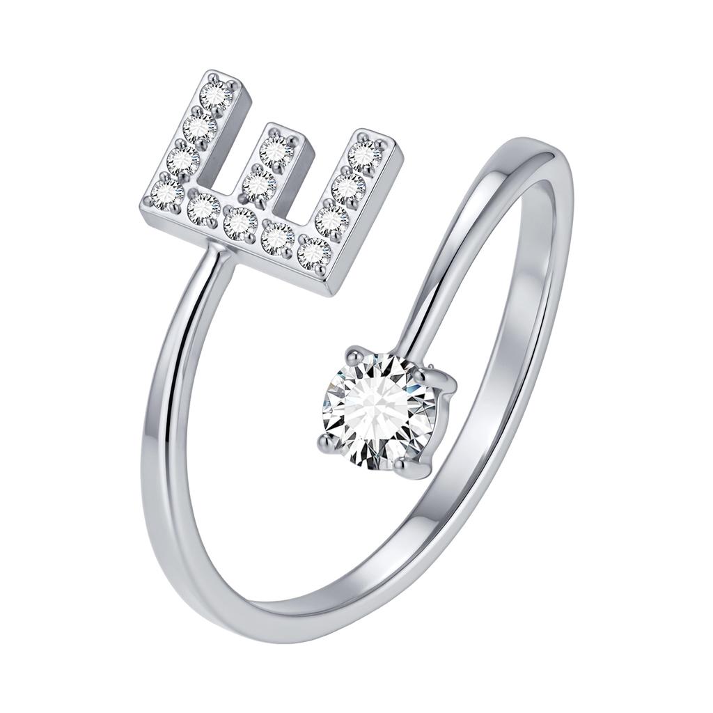 Chic Zircon Initial A-Z Letter Rings for Women Girls Adjustable Opening Ring Name Alphabet Female Wedding Fashion Jewelry Gift
