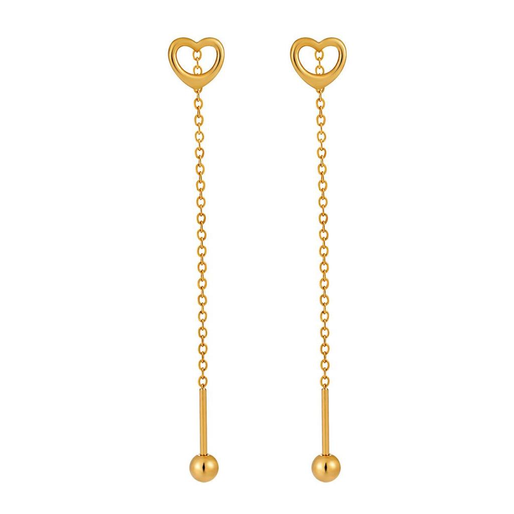 High-End Korean Style Titanium Heart Earrings - Anti-Drop & Anti-Snag Design for Women