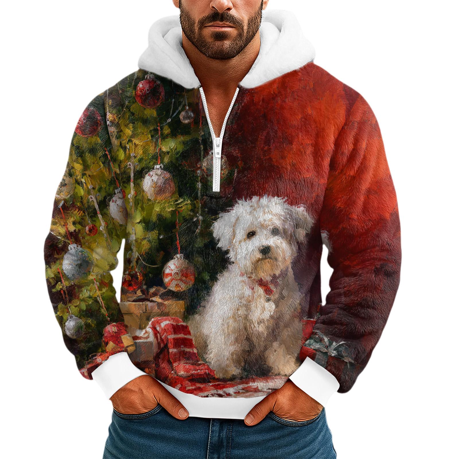 

Мужская Повседневная Толстовка с Капюшоном на Половину Молнии XL