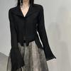 Gotic Femei Cămăși Negre Coreeană Întunecată Academică Femeie Design Neregulat Topuri Primăvară Moda Streetwear Bluză Y2K