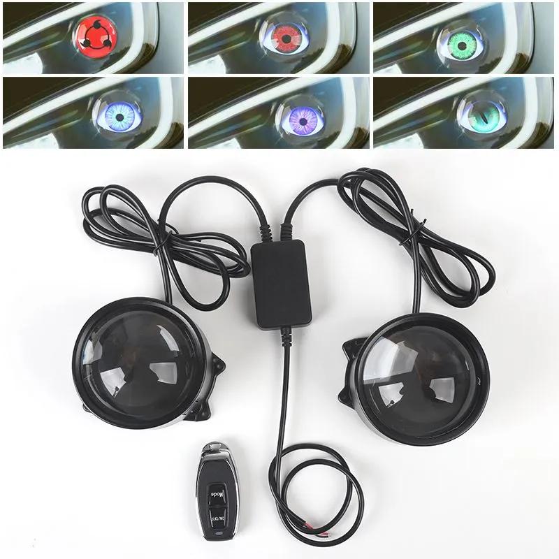 3 Inch Dynamic Devil Eye LED Car Light Headlight Assembly 6 Mode 3D Modified Eagle Eye Light With Remote Modification Kit