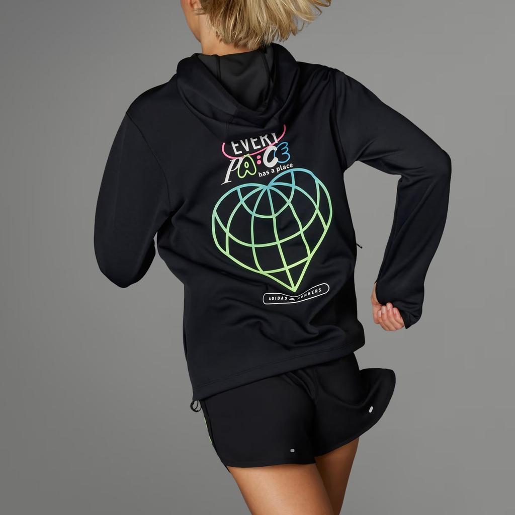 Adidas Own The Run Runners Hoodie Striped Print Long Sleeve Sweatshirt Unisex Hoodies Black IP8782