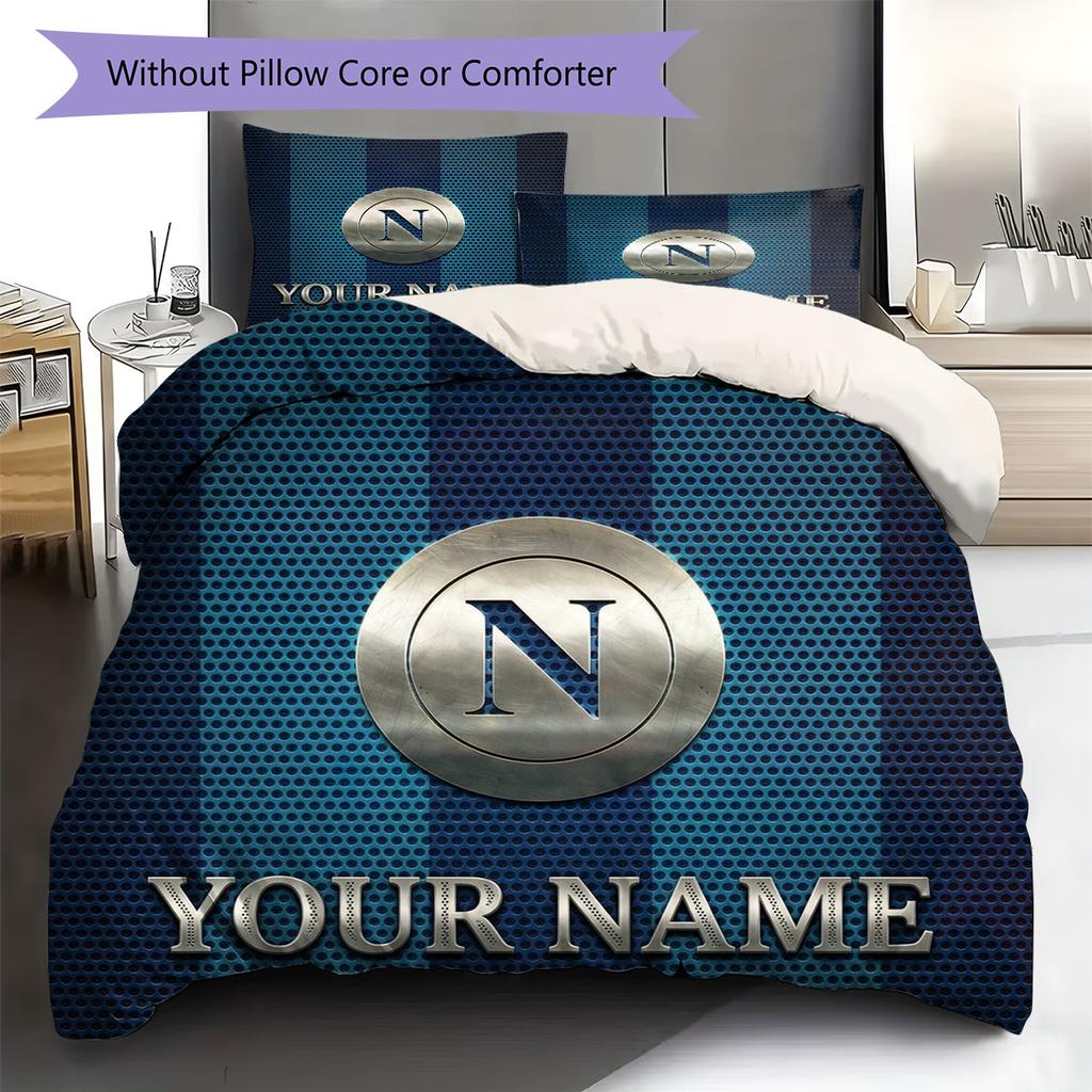 SSC Napoli Custom Name Pattern Bedding,Quilt Set Quilt Cover Pillowcase Home Birthday Gift(1 * duvet cover + 2 * pillowcase, without core)