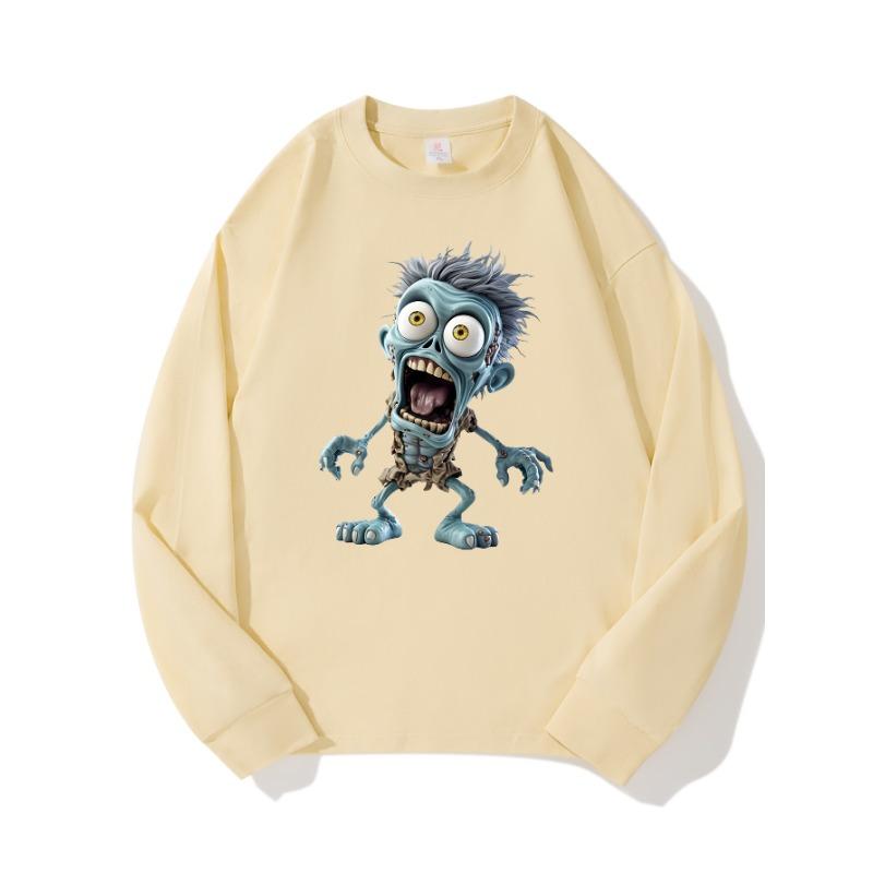 

Big Eyes Autumn Clothing Длинные рукава из чистого хлопка, новый мужской и женский топ, весенний внутренний слой, базовая рубашка, футболка с круглым вырезом и длинными рукавами XXL бежевый