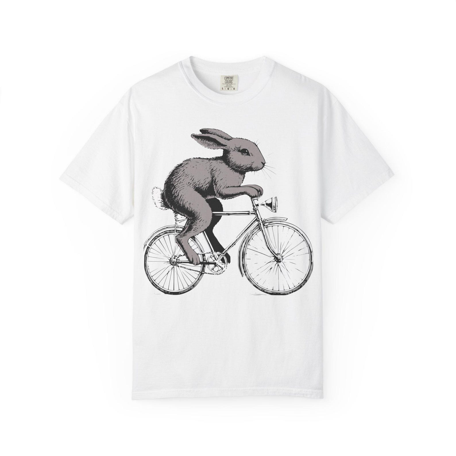 Rabbit Bicycle T-Shirt: Whimsical Vintage Style, Animal Lover Gift M
