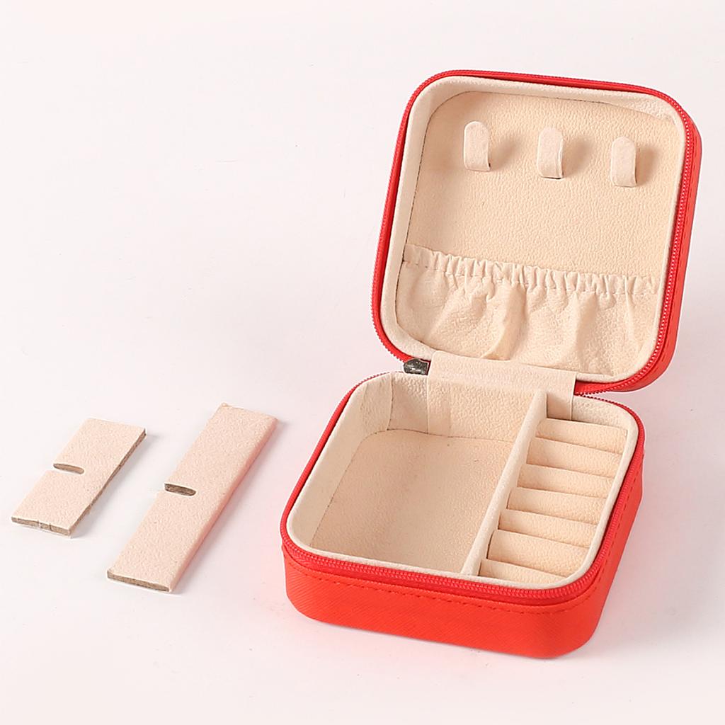 Tragbare Schmuckaufbewahrungsbox Reise-Schmuckorganizer-Etui Lederaufbewahrung Ohrringe Halskette Ring Schmuckdisplay