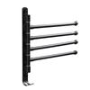 2-4 Swivel Towel Bars Wall Mounted Aluminum Black Bathroom Towel Rail Rack With Hooks Bathroom Towel Holder Fodable Towel Hanger