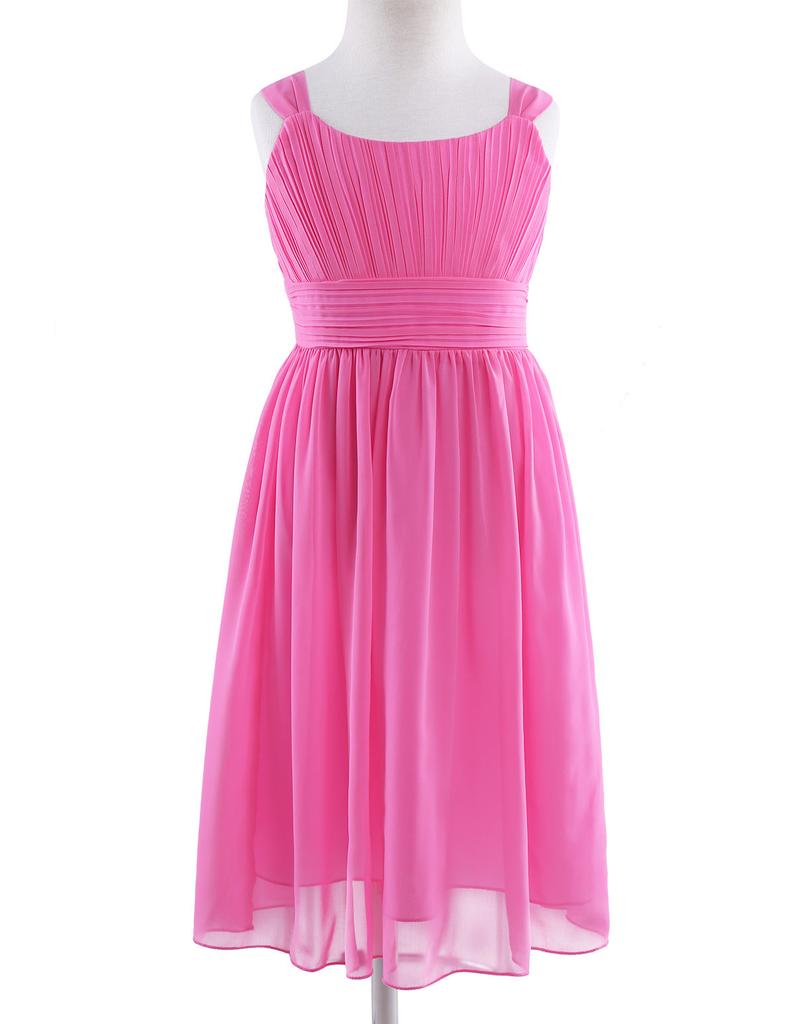 Kids Girls Chiffon Pleated Princess Pageant Dress Wedding Bridesmaid Birthday Party Formal Evening Dress