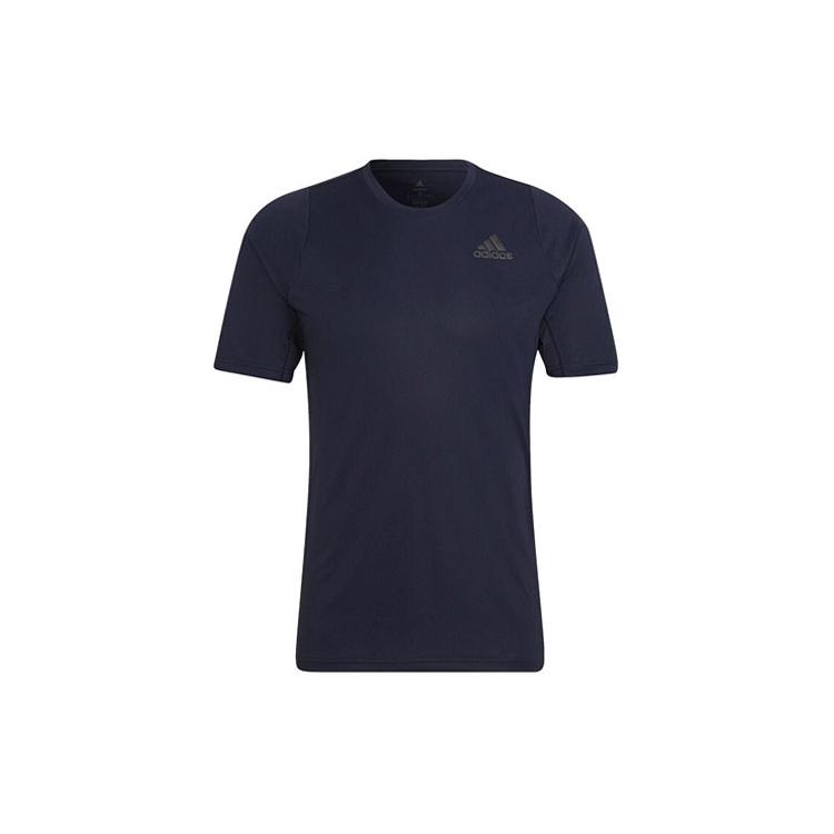 adidas T Shirts Men's Navy Blue Crew Neck Moderate Straight Fit HC0408