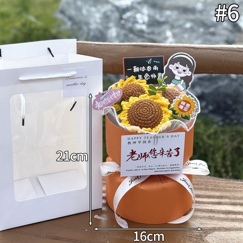 Teachers' Day Flower Bouquet Crochet Flower Gifts Graduation Artificial Bouquet Woven Flower Party Gifts