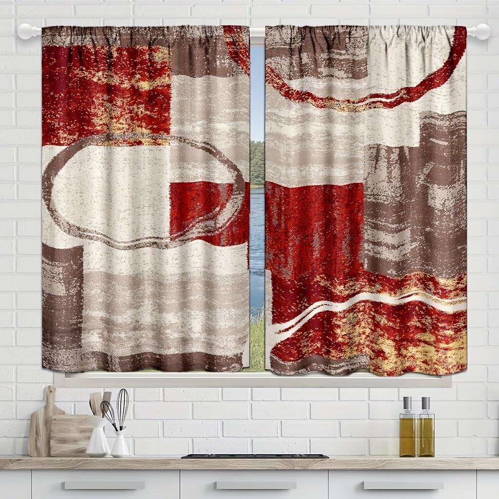 2pcs Set Abstract Modern Art Curtains - Rod Pocket Design for Easy Hanging, Perfect for Bedroom, Living Room & Home Decor