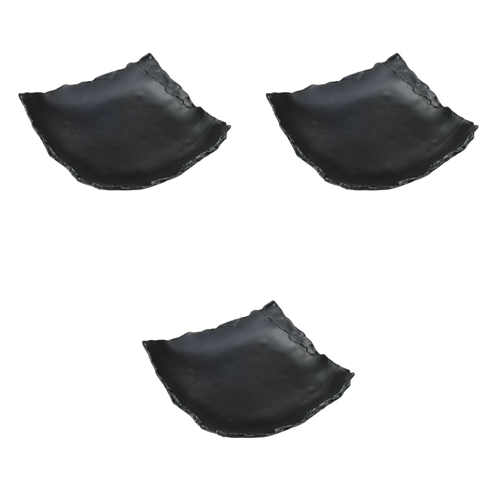 

Set of 3 Black Matte Stackable Plates x 24 x Large Square Plates by Setomonohonpo 8.5 [24 4.3cm]