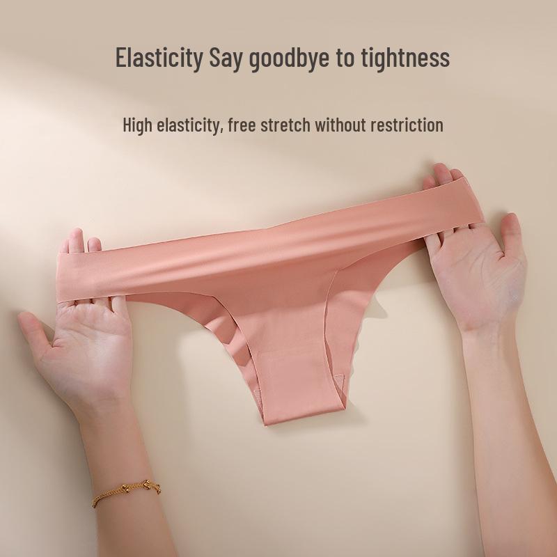 Seamless Ice Silk Mid-Waist Bikini Briefs for Women