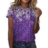 New Women's Casual Round Neck Short Sleeved 3D Digital Print for Summer Fresh Women's Snowflake Print 3206