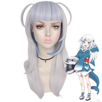 Anime Vrouwen Cosplay Pruik Hololive ENG Gawr Gura Haai Halloween Carnaval Feest Pruiken Vrouwen Hittebestendig Synthetisch Haar + Pruikkap