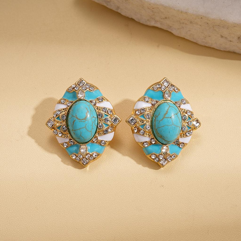 Drop Diamond Oval Silver Needle Earrings Court Earrings Earrings