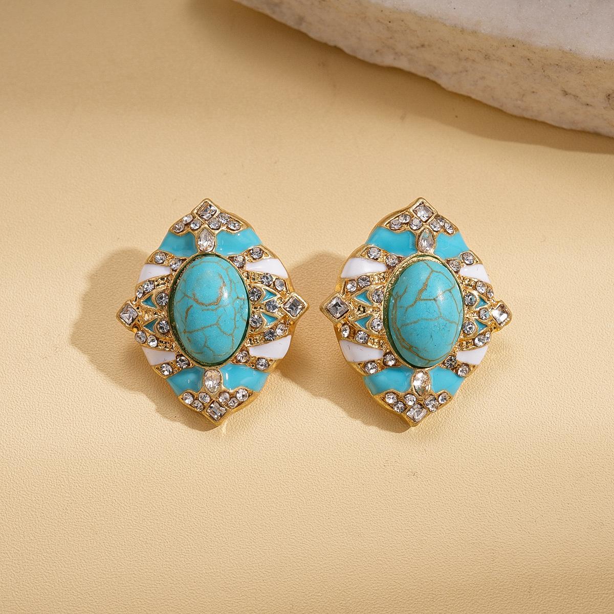 Drop Diamond Oval Silver Needle Earrings Court Earrings Earrings