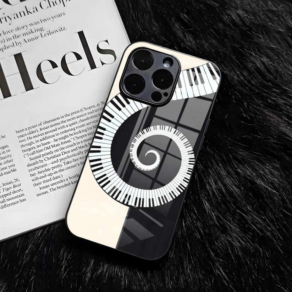 Piano Keys Is Simple Retro Phone Case For IPhone 17 Air 16 E Pro Max 15 14 13 Mini 12 Pro 11 Max Plus Black Glass Cover