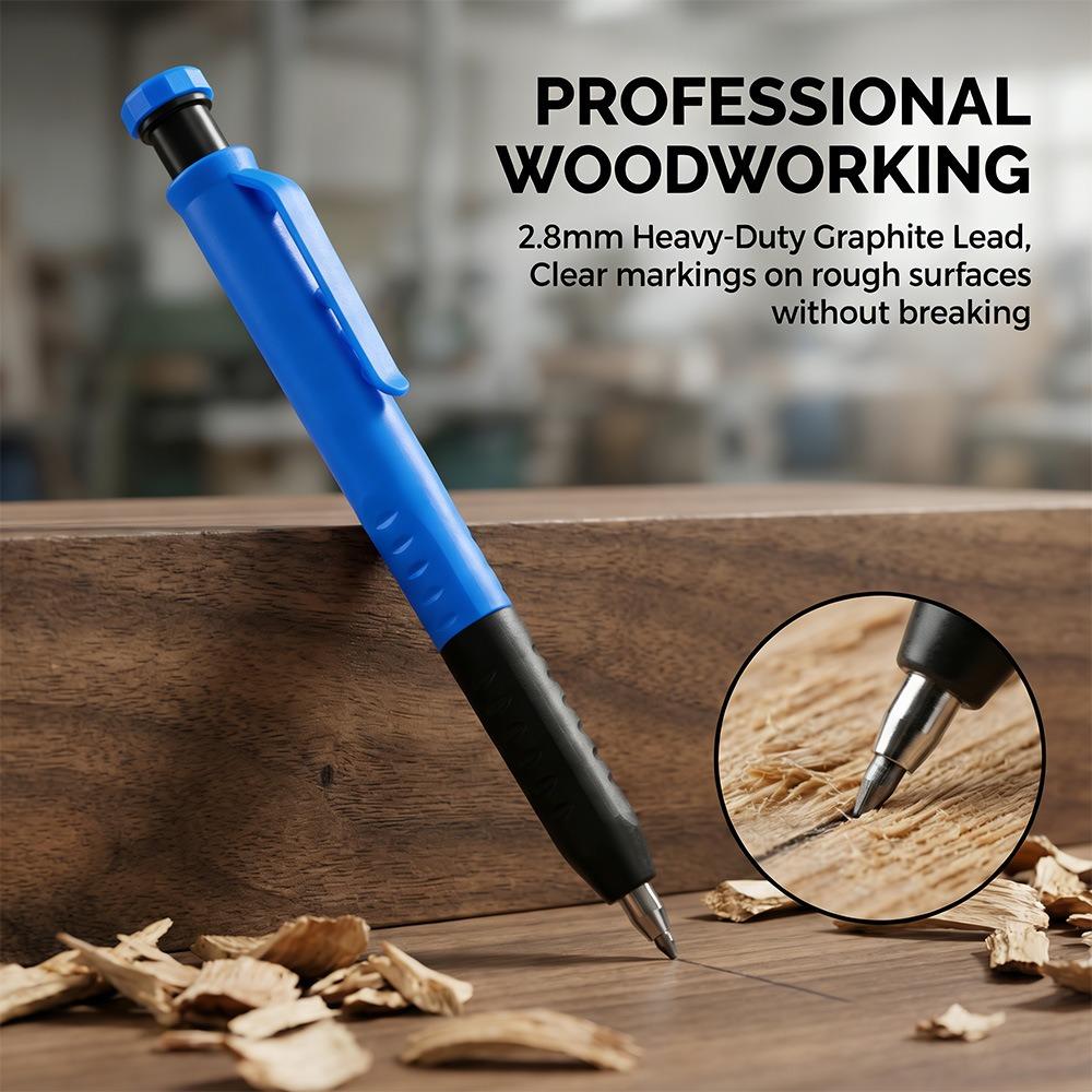 

Ergonomic Grip Carpenter Pencil Built-in Sharpener Deep Hole Marking Pencil Electrical Work 5