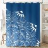 Creative Blue White Shower Curtain with Floral Design for Bathroom Decor Waterproof Fabric Material Modern Home Accessories (Cu