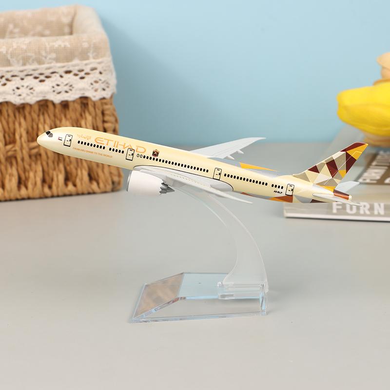 16Cm Boeing Etihad 787 Alloy Airplane Plane Model Toy Diecast Airplane Model For Gift Collection Kids Desk Accessorie